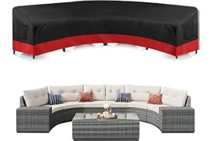 MRWiZMS Curved Sofa Cover Curved Sofa Outdoor Furniture Cover,420D Heavy Duty Waterproof Patio Curved Sectional Sofa Covers with Windproof Elastic Cord (190" L/128 L x 36" W x39 H)