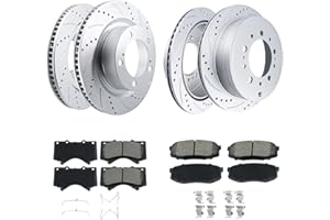 Brake Kit Compatible With 2007-2021 Toyota Tundra, 2008-2022 Sequoia, 2016-2021 Land Cruiser, Lexus LX570 Geomet-Coated Disc Brakes Rotors and Ceramic Brake Pads Front And Rear Replacement Betthand