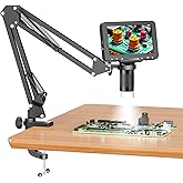 Aikokkl 5" LCD Digital Soldering Microscope for PCB Repair with C-Clamp | For soldering checks and electronics repair; C-clamp keeps both hands free, and the screen works without a computer.