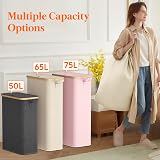 Lifewit 50L Slim Laundry Basket with Lid Grey Narrow Foldable Hamper view 8