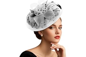 DRESHOW Women Fascinator Hats Tea Party Hat Vintage Pillbox Hat Headband for Cocktail