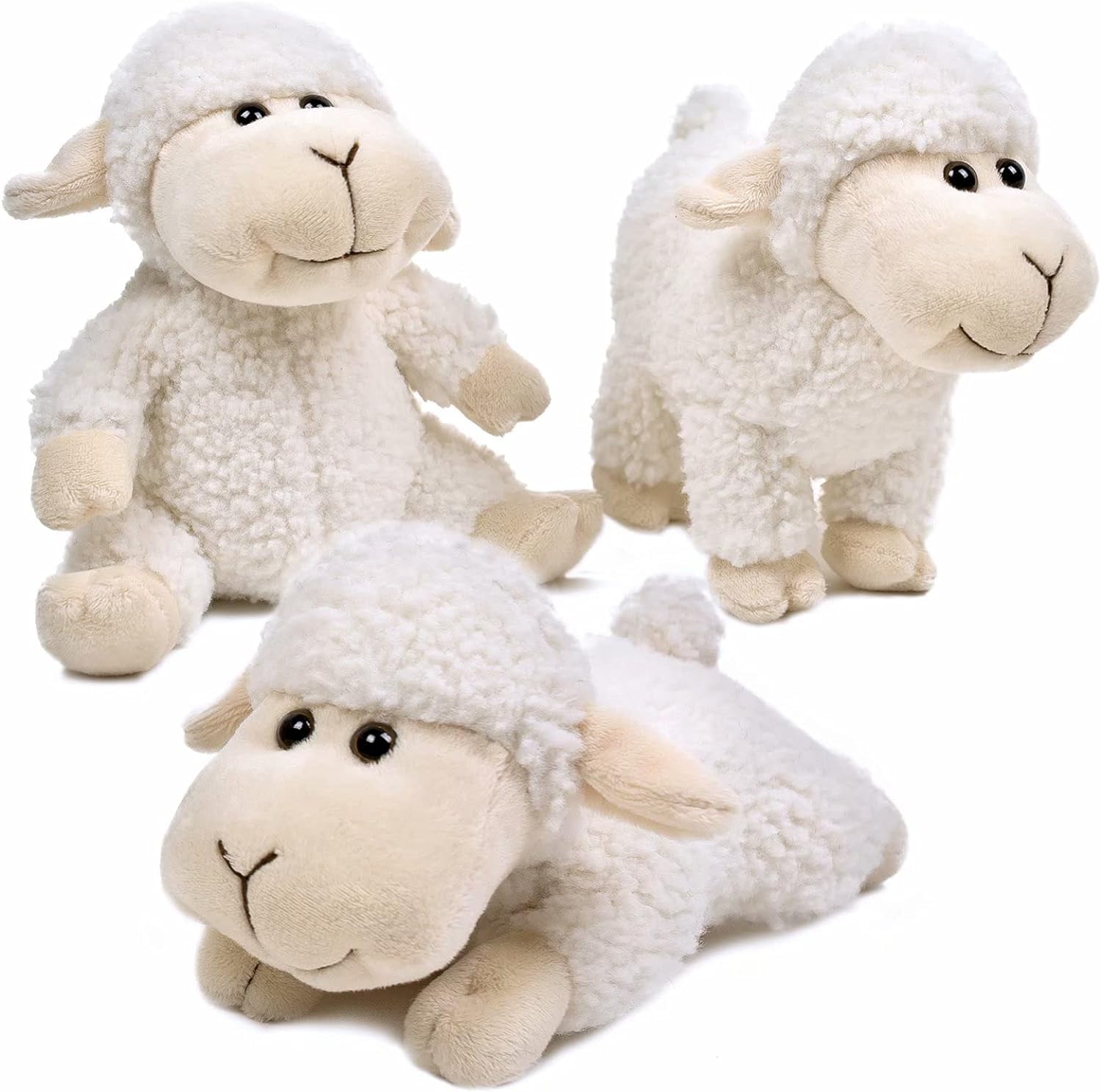 lilizzhoumax Cute Sheep Plush Toy 3Pcs, Lamb Stuffed Animal Toy(Sitting, Standing, Kneeling), White Super Soft Sheep Home Decoration Animal Toys, Gift for Kids Boys Girls — image 1