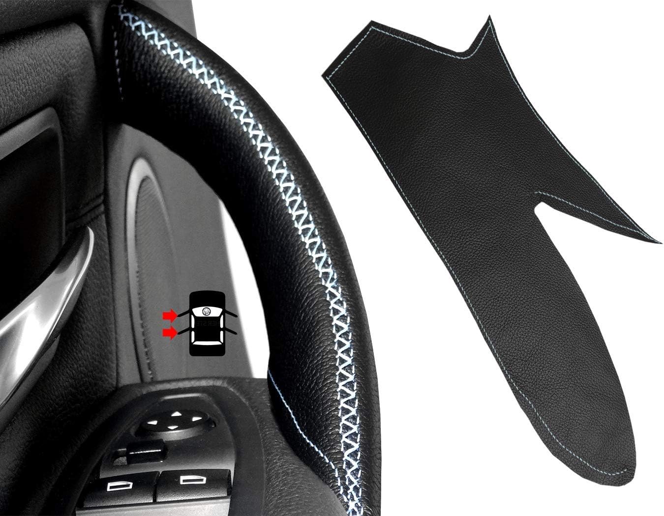 Interior Door Handle for 3/4 Series 320i, 325i, 328i, 330i, 335i, 340i, 418i, 420i, 428i, 430i, 435i, 440i, M4 (Left, Black/Light Blue)