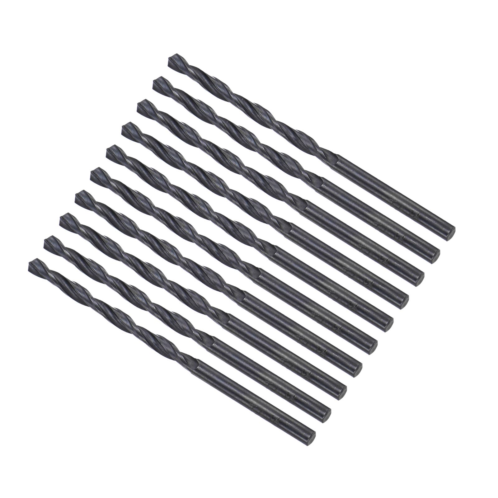 CoCud 6542 High Speed Steel Twist Drill Bits, 3.4mm Diameter 70mm Length, Black Oxide Straight Twist Jobber Drill Bit - (Applications: for Metal Woodwork Plastic Aluminum), 10-Pieces