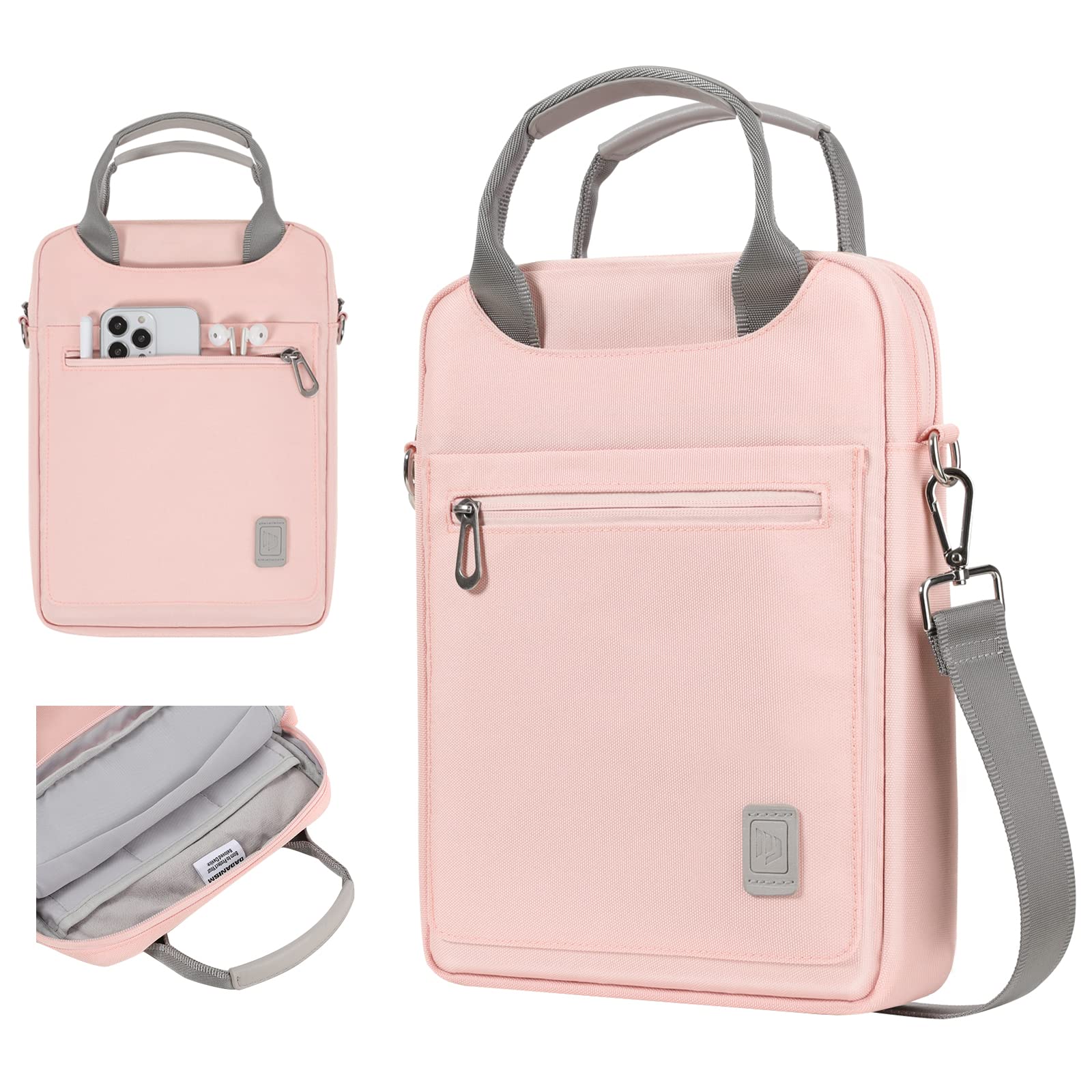 9-11 Inch Tablet Sleeve Carrying Bag for iPad Pro 11 2022-2018, iPad Air 5th/4th 10.9, iPad 10.2 9th/8th/7th, iPad 10th Gen 10.9, Galaxy Tab A8/S8/S6 Lite, with Shoulder Strap & Pockets, Pink