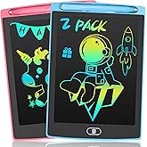 HAPPYMATE 2 Pack LCD Writing Tablet for Kids, 8.5 Inch Colourful Doodle Board Drawing Pad, Travel Games Learning Toys, Birthday Christmas Gifts Toys for 3 4 5 6 7 8 Year Old Girls Boys (Blue+Pink)
