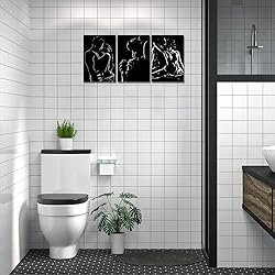 3 Panels Black and White Abstract Canvas Wall Art