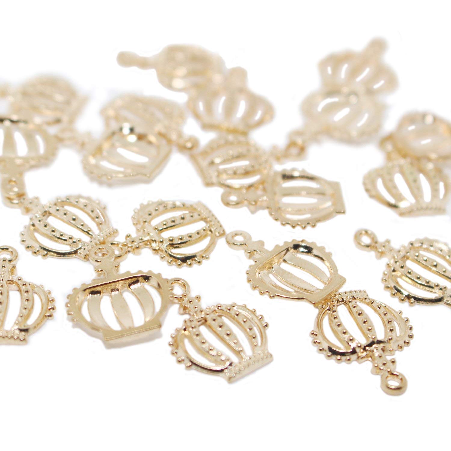 Dedila 20/50pcs 3D Flat Gold Mini Lovely Alloy Crown Charms Pendants DIY Vintage Charms Findings Pendant for Crafting (50PCS-Flat)