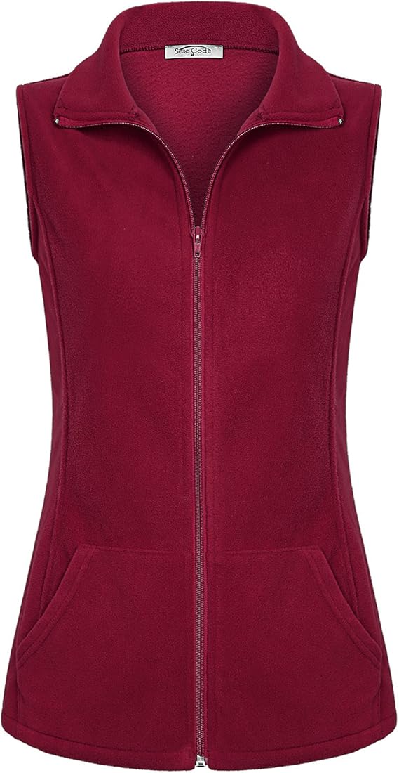 SeSe Code Women's Casual Zip Up Front Lightweight Fleece Vest with