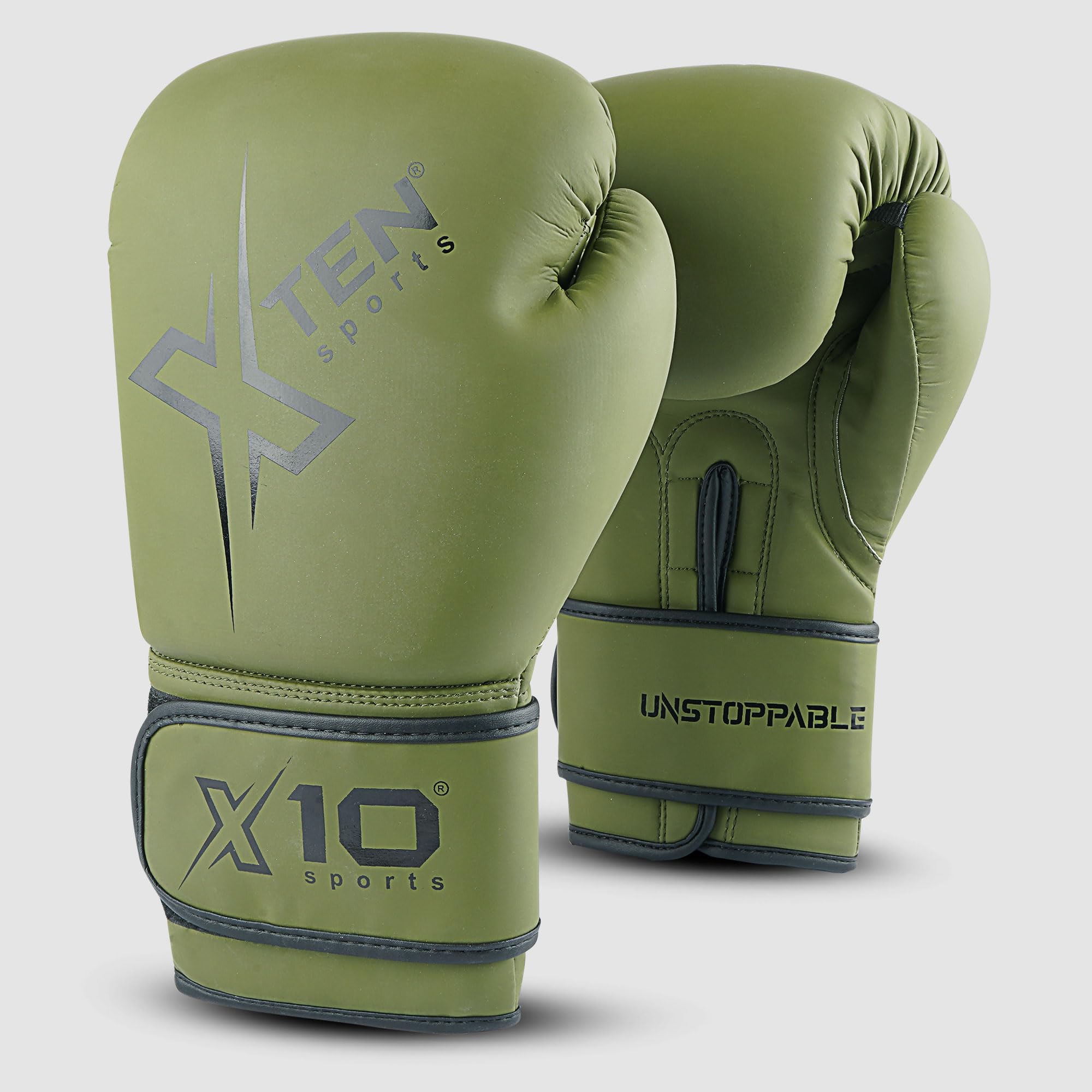 XTEN Boxing Gloves Perfect Sparring boost boxing training | Boxing bag train with Pro gym gloves ventilated boxing gloves pair to punch on punch bag (Olive Green, 14 Oz)