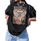 LLHXRUI Women's Country Concert Graphic Tees Tshirt/Short Sleeve Nashville Shirt/Casual Loose Holiday Tops