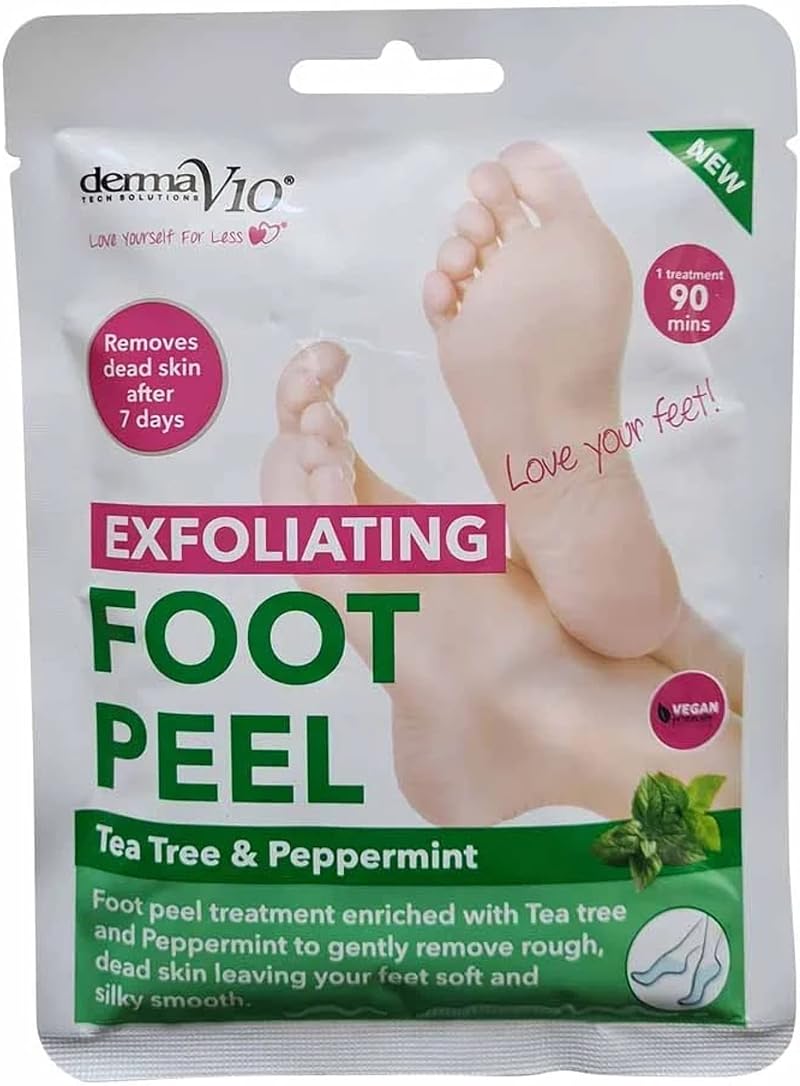Derma V10 Exfoliating Foot Peel Tea Tree Peppermint 1 Pair