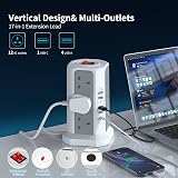 HAFINO 17 in 1 Tower Extension Lead 5M USB C 20W 12AC 5 USB Ports Surge view 2