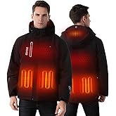 GVOR Men's Heated Jacket with 12V Battery Pack,Detachable Hood,Winter Outdoor Keep warm Coat Electric Insulated Jackets