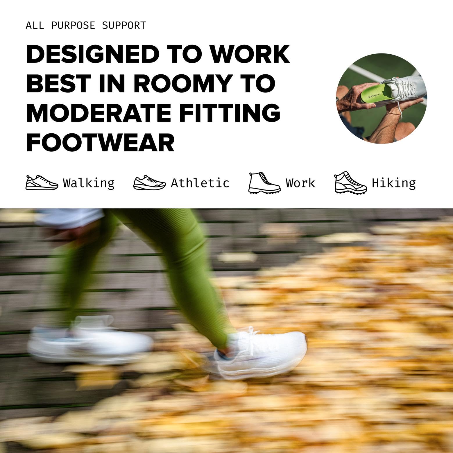 Superfeet All-Purpose Support High Arch Insoles (Green) - Trim-To-Fit Orthotic Shoe Inserts - Professional Grade - Men 9.5-11 / Women 10.5-12