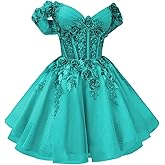 Gorgeous 3D Flowers Tulle Homecoming Dresses with Bow Short Prom Dress for Teens A-line Lace DAMA Dresses for Quinceanera