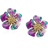 Chanaiqw Vintage Flower Stud Earrings Exaggerated Oversized Daisy Flower Earrings Statement Jewelry for Women