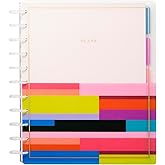 Happy Planner Undated Plans + Notes Monthly Planner Notebook Journal, 12-Month Planner, Colorblock Brights Theme, Big Size, 95 Pages, 4 Dividers, 12 Planner Sticker Sheets, 8 1/2" x 11"
