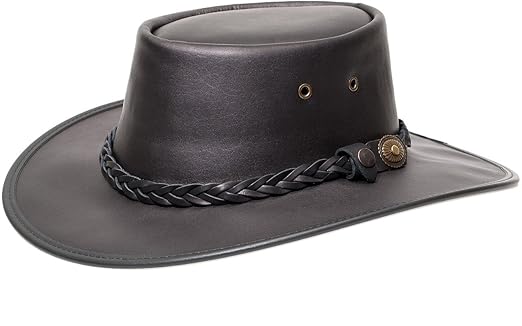 Barmah 1026 Squashy Outback Lederhut aus Australien + Kinnriemchen | Schwarz/Black