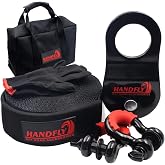 Handfly Offroad Recovery Kit, 3" x 30 ft Tow Recovery Strap, 1pcs 8T Heavy Duty Snatch Block Pulley, 2pcs 3/4" D-Ring Shackles with Storage Bag for Truck Jeep SUV ATV
