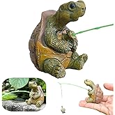 Cbhoktyue 1 Pcs Turtle Fishing Statue Creative Resin Turtle Statue Pond Decor for Outdoor Garden