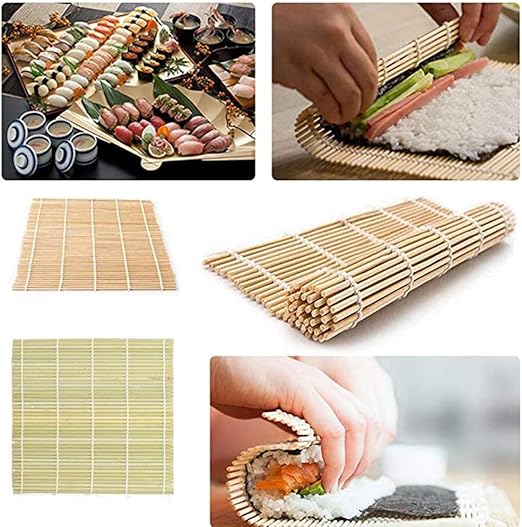 J Jixista Kit De Sushi De Bambu Herramientas Super Facil Hecho En Casa Artilugio De Sushi Diy 2 X Esterillas 1 X Paleta De Arroz Kit Para Hacer Sushi De Bambu Preparar