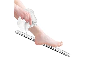 FINSBURY HARDWARE Shower Foot Rest, Corner Shower Bar for Shaving Legs, Wall Mounted Hotel Shower Foot Ledge, Brass Bar Bathroom Foot Step (Polished Chrome with Grip Rings)