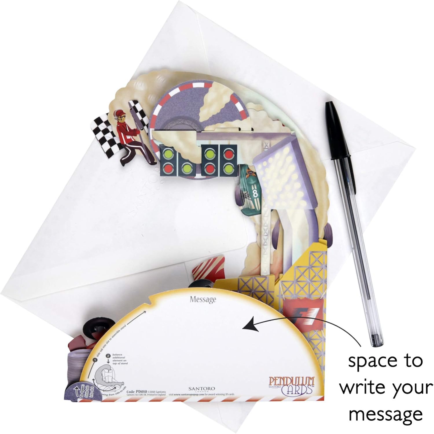 SANTORO Pendulum, 3D Pop Up Greeting Card - Formula 1 Racing Cars - Grand Prix, F1, for Him for Dad for Kids Birthday, Father's Day - Image 4