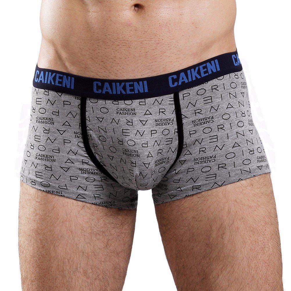 CAIKENI Men\'s Underwear Low-Rise Comfort Boxer Briefs with Fashion Letter Print