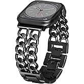 Aniaboho Metal Watch Bands for Women Compatible with Apple Watch Bands for Women Men 40mm 38mm 41mm 42mm 44mm 45mm 46mm, Adjustable Replacement Bracelet for iWatch Bands Series 11 SE 10 9 8 7 6 5 4 3