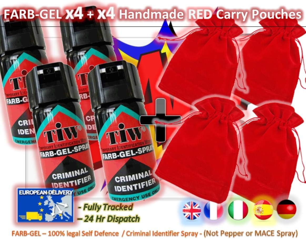 Criminal ID /Self Defence x4 with x4 RED Carry Pouches