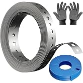 Galvanized Metal Pipe Strap 3/4" 32.8FT, 32-Gauge - Metal Hanger Strapping with Holes for Pipe Support, Flexible Trimming | Includes Storage Case &amp; Gloves