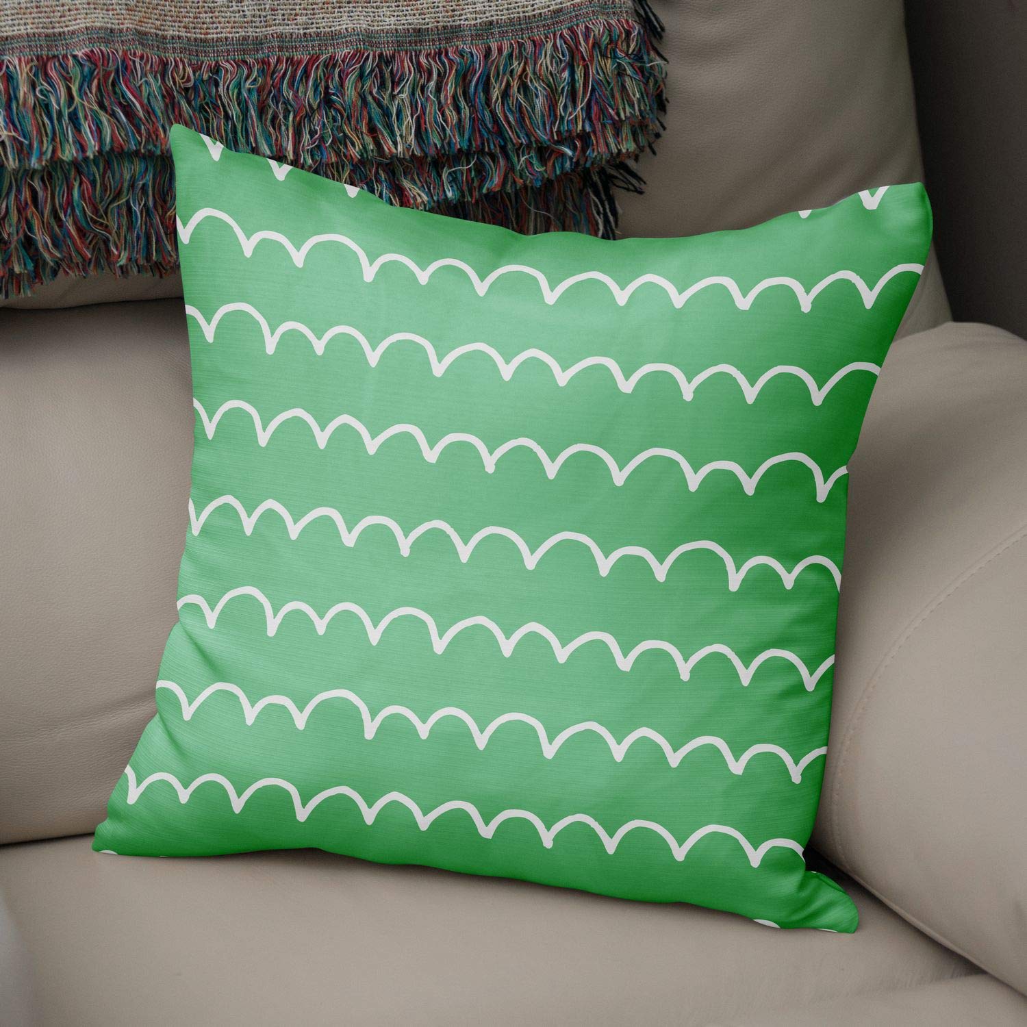 Bonamaison Decorative Cushion Cover Petrol Green & White, Throw Pillow Covers, Home Decorative Pillowcases for Livingroom, Sofa, Bedroom, Size: 50x50 Cm - Designed and Manufactured in Turkey