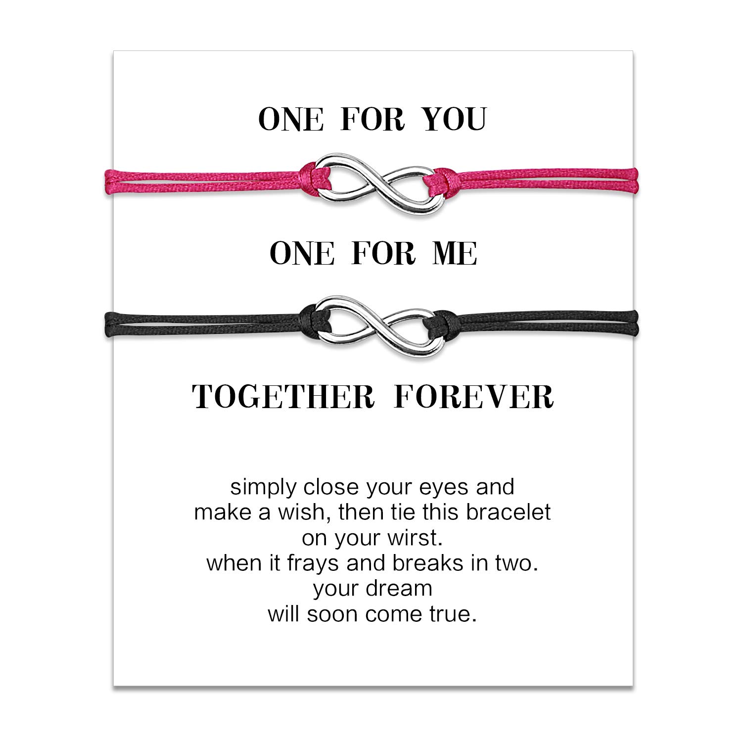 Mother Daughter Bracelets Set Matching Cord String Bracelet Gift from Mom to Daughter Relationship Handmade Wish Jewellery for Women Girls (2pcs No End)