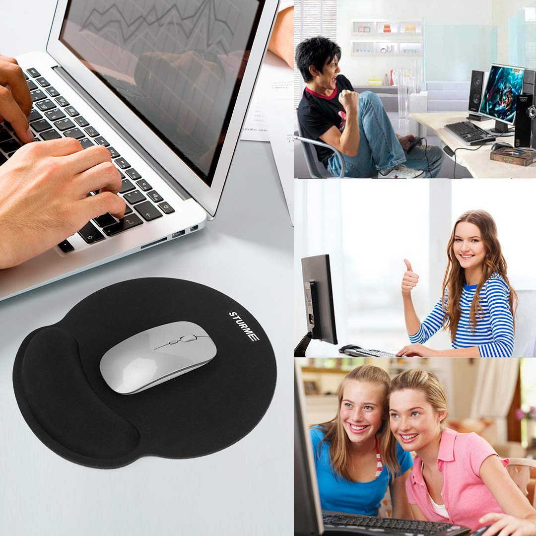 STURME Mouse Pad with Wrist Support Non-Slip Base Ergonomic Silicone Wrist Rest Use for Laptop, Home, Office