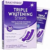 SAKYPRORAL Purple Whitening Strips, Long-Lasting Results, Enamel Safe &amp; Low-Sensitivity, Professional Teeth Whitening Strips with Non-Slip Dry Strip Technology (14 Count (Pack of 1))