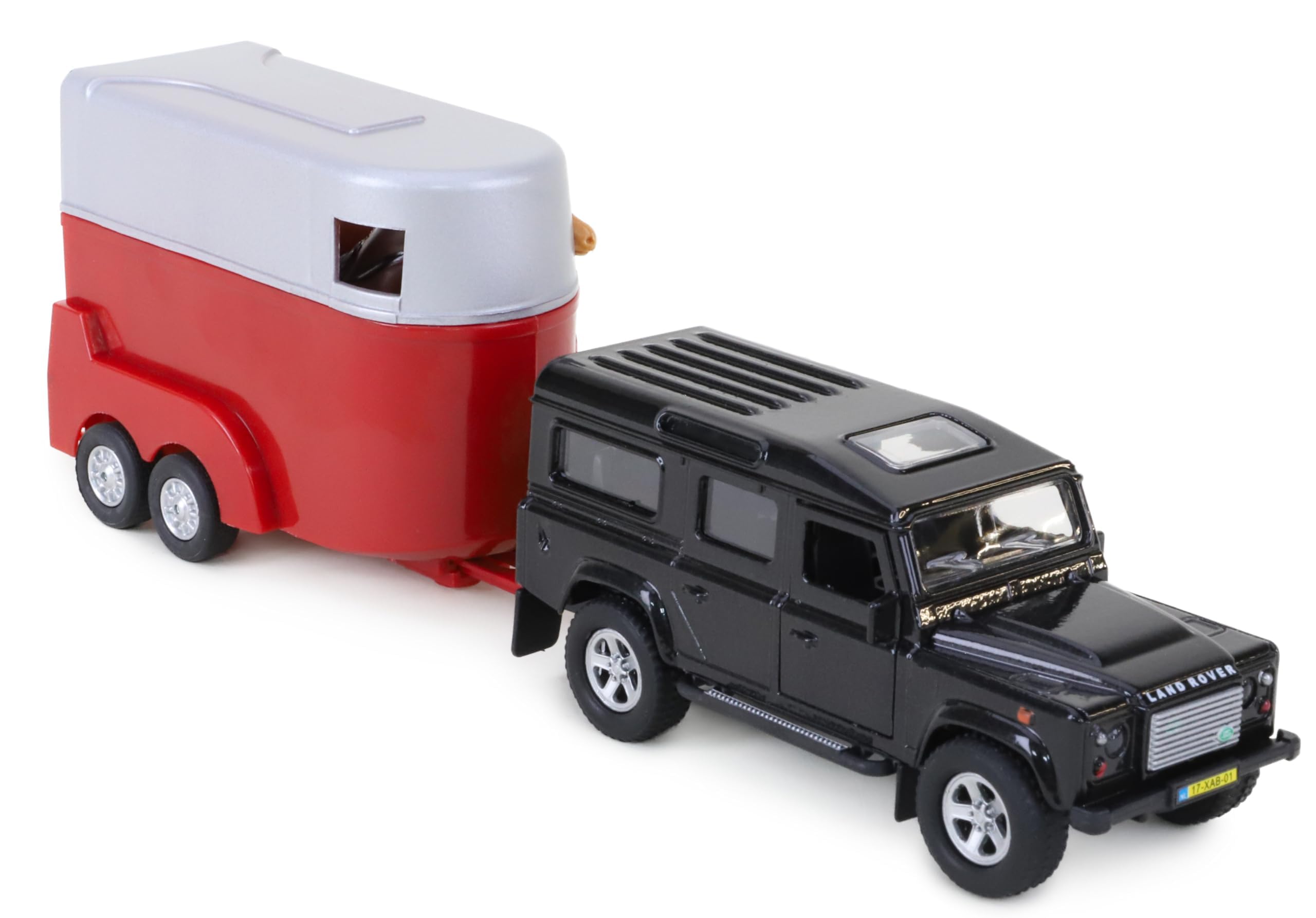 Toyland® Landrover Toy Model With Horse Box Including 2 Horses - Diescast Metal - Farm Vehicles - RED
