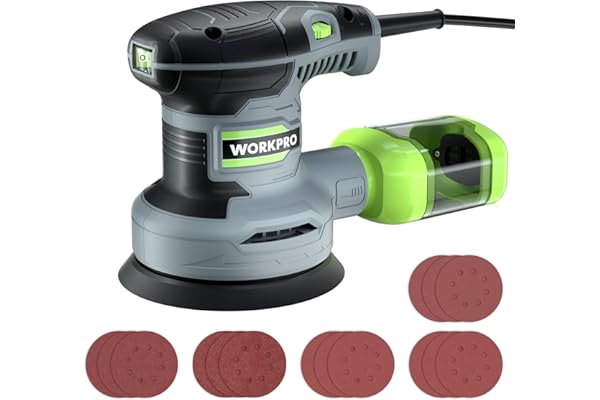 WORKPRO 5-Inch Random Orbit Sander, 6 Variable Speeds 7000 to 14000 RPM, 2.5 Amp Electric Sander for Woodworking with Dust Co