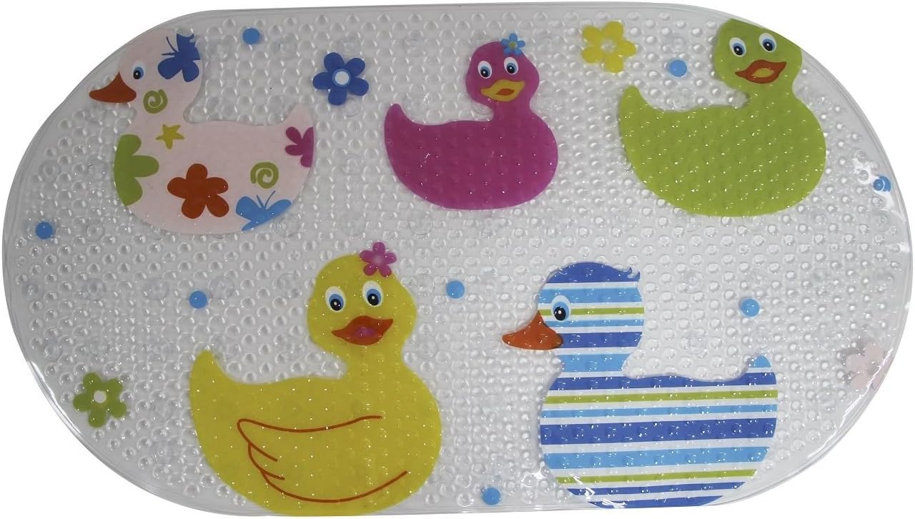 Rubber Ducks Bath Mat Novelty Floral Multicoloured Shower Bathroom Non