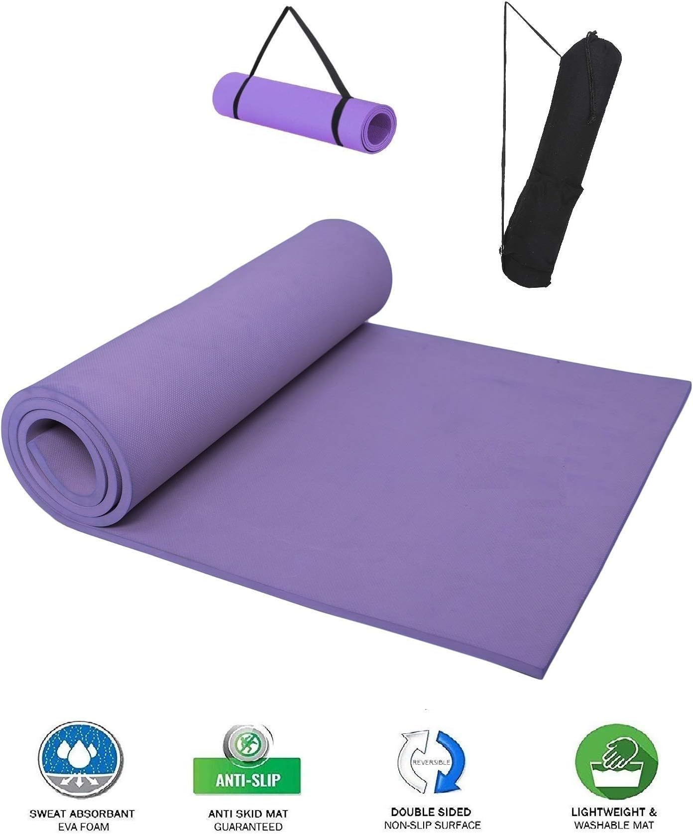 VIFITKIT Extra Thick Yoga and Exercise Mat with Carrying Strap and Bag, Anti Skid Yoga mat for Gym Workout and Flooring Exercise for Women and Men (8mm,10mm)