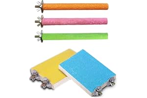 Hamiledyi 5 Pcs Parrot Perch Stand Natural Wood Bird Perch Stand Platform Paw Grinding Sticks Cage Accessories Exercise Toys for Budgies Parakeets Cockatiels Conures Lovebirds