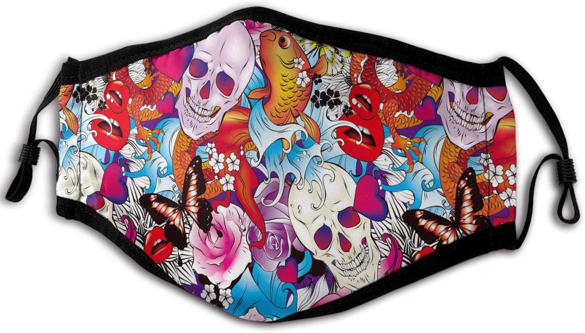 KRR Mexican Sugar Skull Printed Facial Decorations Anti Dust Face Mask for Women and Men