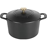 MARTHA STEWART Gatwick 7-Quart Enamel Cast Iron Dutch Oven Pot with Lid – Matte Black – Durable Heavy-Duty Dutch Oven for Slow Cooking, Braising & Baking