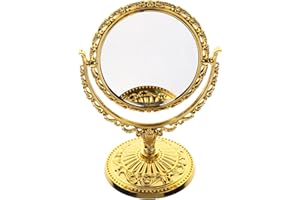 Healvian Retro Rotating Makeup Mirror Oval Shape European Style for Bedroom Vanity Table Decorative Desk Mirr