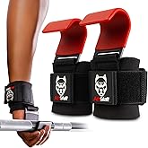 AmStaff Fitness Weight Lifting Hooks (Pair) - Gym Wrist Straps with Steel Hooks for Weightlifting, Pull-Ups, Deadlifts, Strength Training, and Fitness Workouts - Adjustable Neoprene Wrist Support