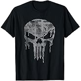 Marvel Punisher Dripping Gray Skull Vintage Chest Logo T-Shirt