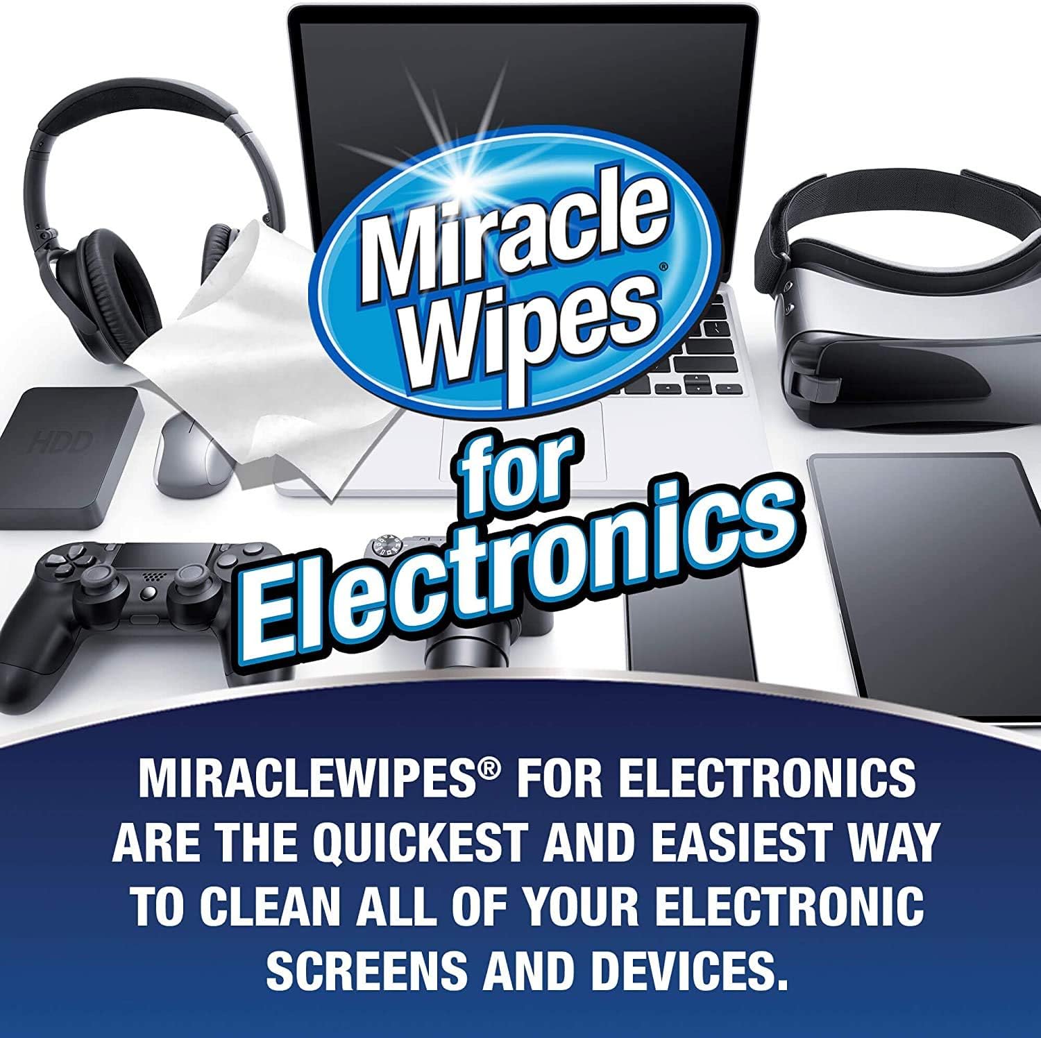 MiracleWipes for Electronics Cleaning - Screen Wipes Designed for TV, Phones, Monitors and More - (60 Count): Home Audio & Theater