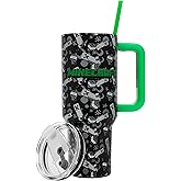 Bioworld Minecraft Creeper & TNT 40 Oz Black Stainless Steel Tumbler With Handle