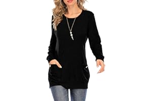 SUNDELL Women's Long Sleeve Shirt Tunic Tops Casual Blouse Pullover Sweatshirt T Shirts with Pockets