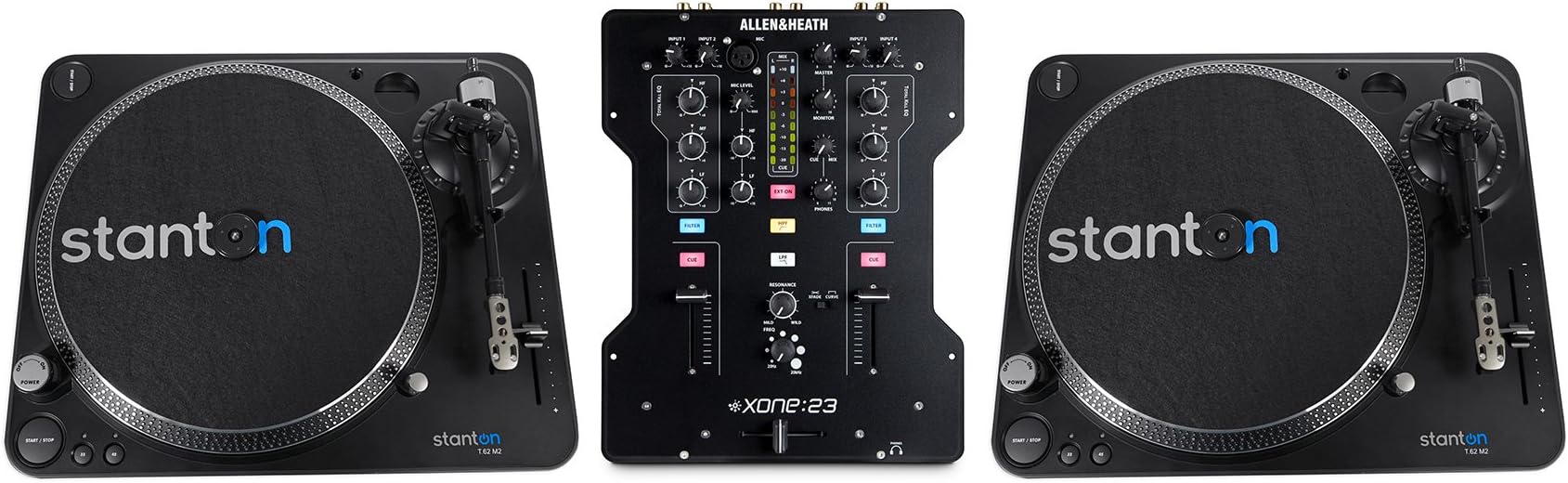 (2) Stanton T.62 M2 DJ Turntables+300 Cartridge+Allen & Heath XONE:23 DJ Mixer
